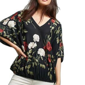 Anthropologie Akemi + Kin Womens Allora Top Floral Embroidered Flowy Blouse M/L